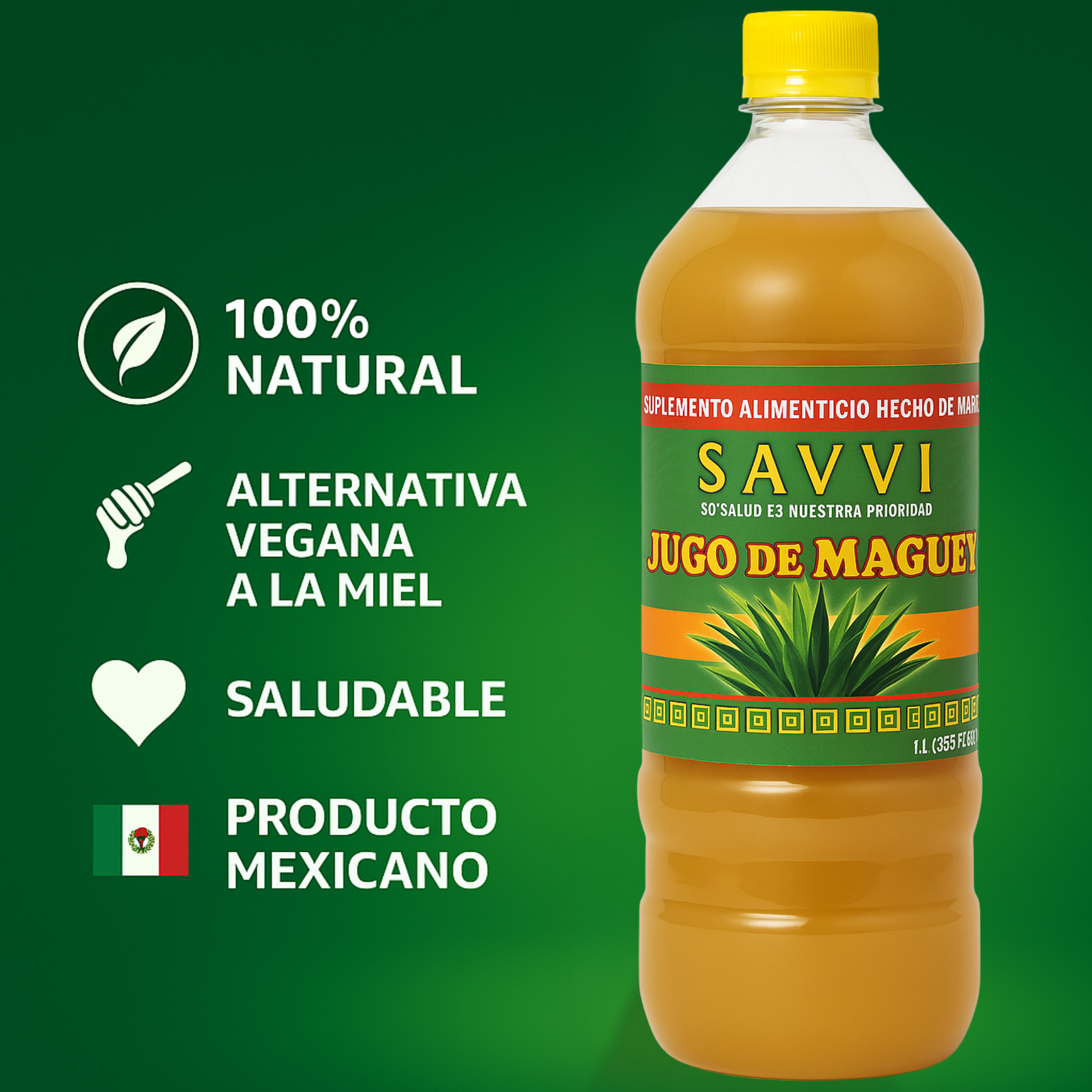 SAYVI 33.8 fl oz Maguey Juice - Agave Syrup, Agave Nectar, Agave Syrup Organic - Premium Quality Natural Sweetener for Cooking and Baking, Pure Vegan Alternative to Honey $22.99 Per Unit