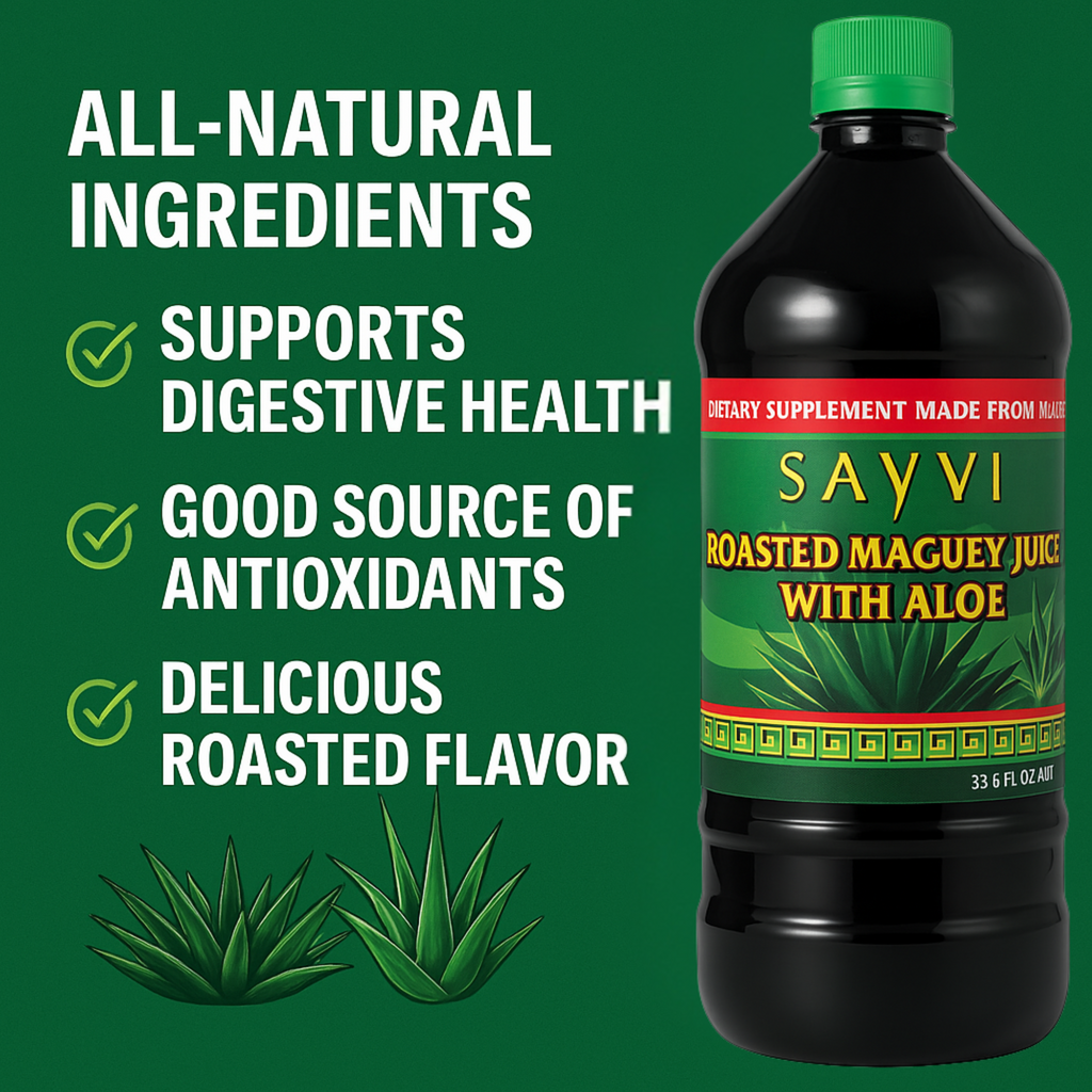SAYVI Organic Agave Syrup - 33.8 fl oz Roasted Maguey with Aloe - Premium Agave Nectar for Drinks and Desserts - Pure Agave Syrup Organic for Healthy Sweetening $22.99 Per Unit